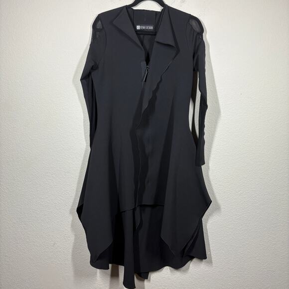 XD Xenia Design Womens 36/6 US Black Asymmetrical Mesh Long Sleeves - Picture 3 of 11